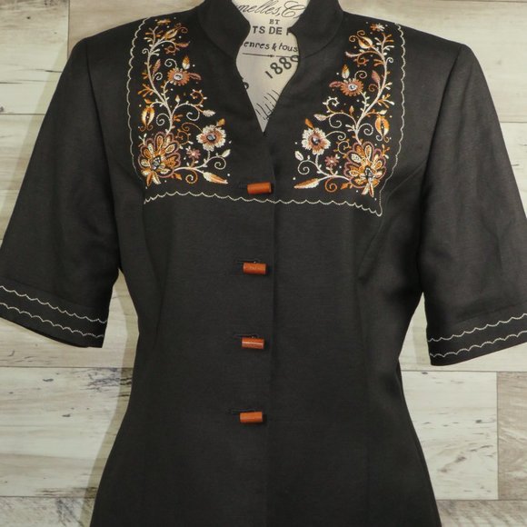 KASPER* Women's 2-PC Set (Jacket‎ & Skirt) Embroidery/Linen/Size~ 12 - Picture 2 of 16